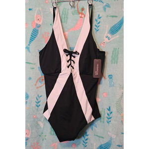 New City Chic Plus Black and White Swim Suit